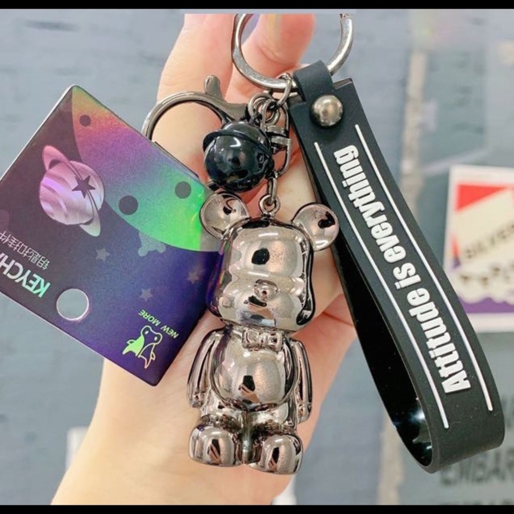 13 pro Keychain Electroplating black Bear Keychain Pendant Accessories